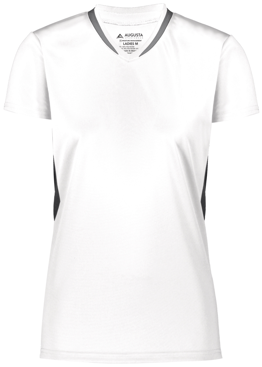 Picture of ASI 1683.751.S Girls Full Force Short Sleeve Jersey&#44; White & Graphite - Small