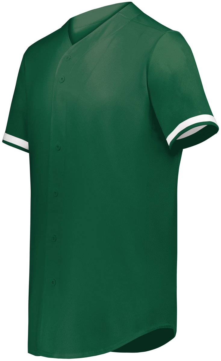6910.438.M Youth Cutter Plus Full Button Baseball Jersey, Dark Green & White - Medium