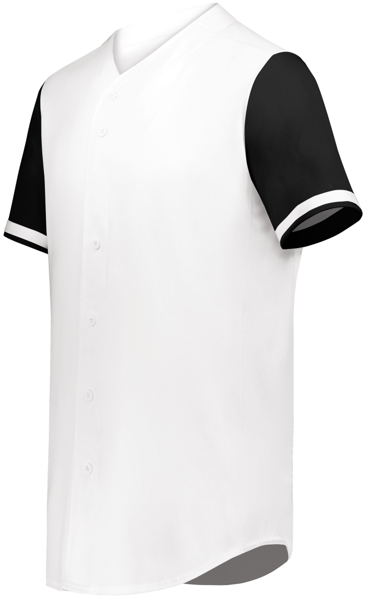 6909.226.3XL Cutter Plus Full Button Baseball Jersey, White & Black - 3XL
