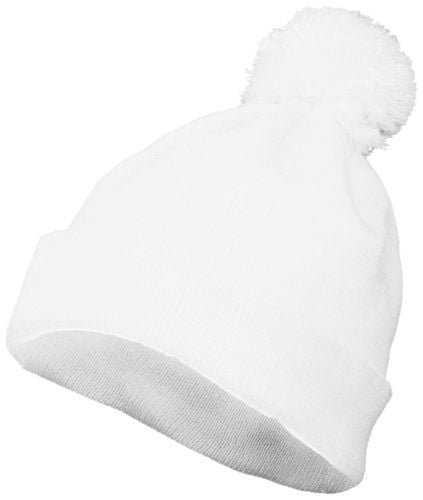 6816.005.OS Pom Beanie, White - One Size