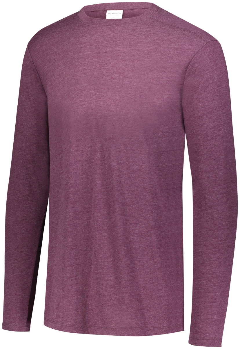 3075.T09.M Tri-Blend Long Sleeve T-Shirt, Maroon Heather - Medium