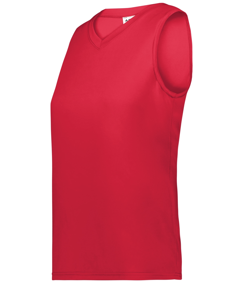 4795.040.M Girls Attain Wicking Sleeveless Jersey, Red - Medium