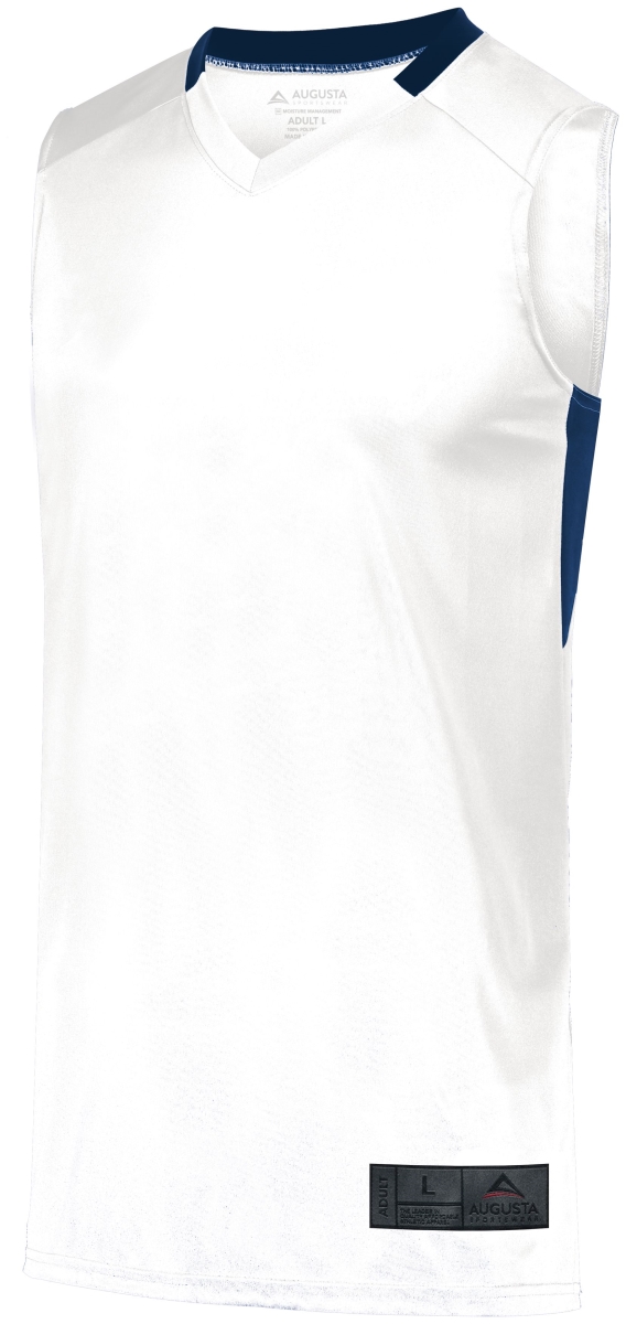 1730.221.XL Step-Back Basketball Jersey, White & Navy - Extra Large