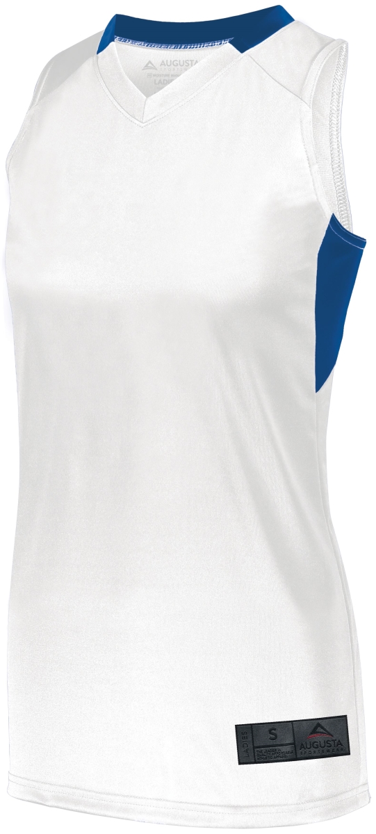 1732.220.M Ladies Step-Back Basketball Jersey, White & Royal - Medium