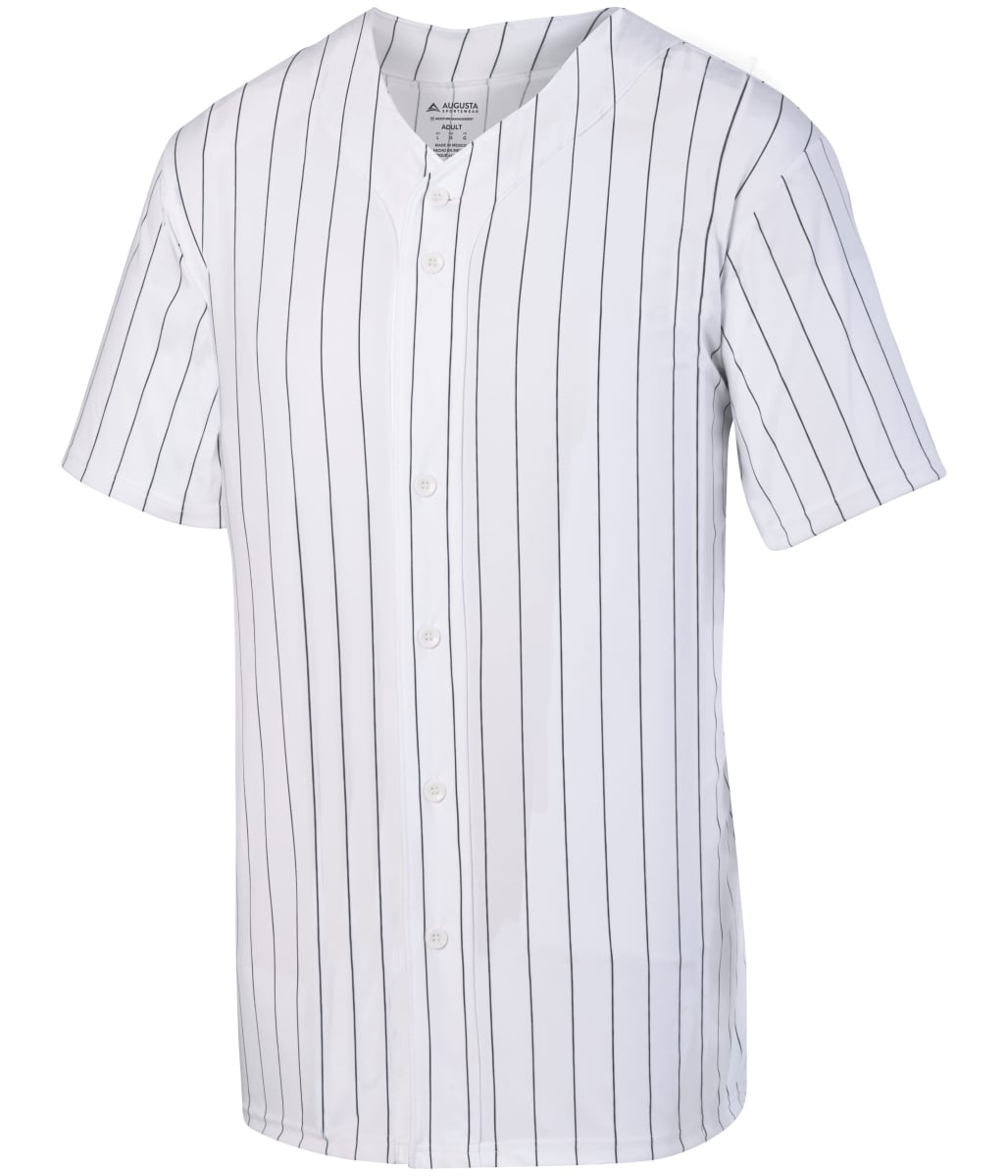 1686.226.S Youth Pinstripe Full-Button Jersey, White & Black - Small