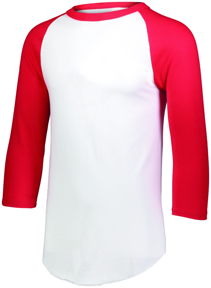 4420.225.S Baseball 3 by 4 Sleeve T-Shirt 2.0, White & Red - Small