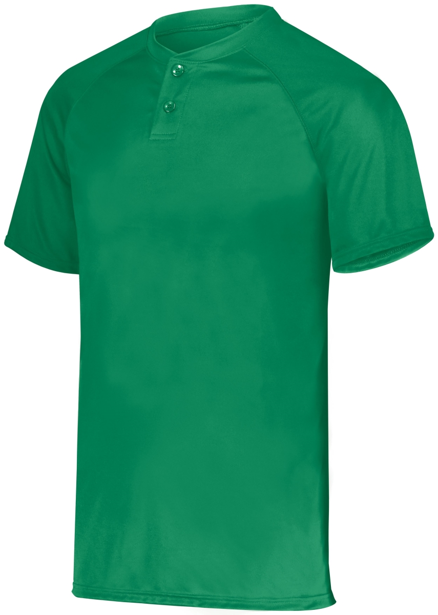 1565.030.3XL Attain Wicking Two-Button Baseball Jersey, Kelly - 3XL