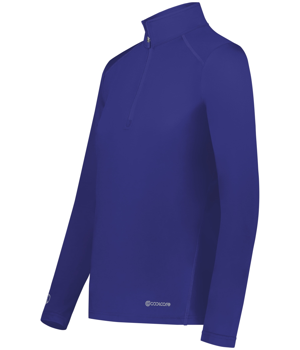 222340.747.L Ladies 0.25 Zip Pullover, Purple - Large