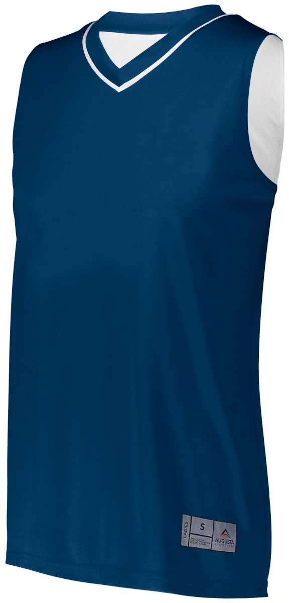 154.301.S Ladies Reversible Two-Color Jersey, Navy & White - Small