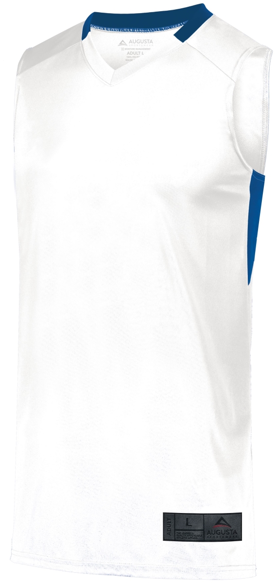 1730.220.2XL Step-Back Basketball Jersey, White & Royal - 2XL