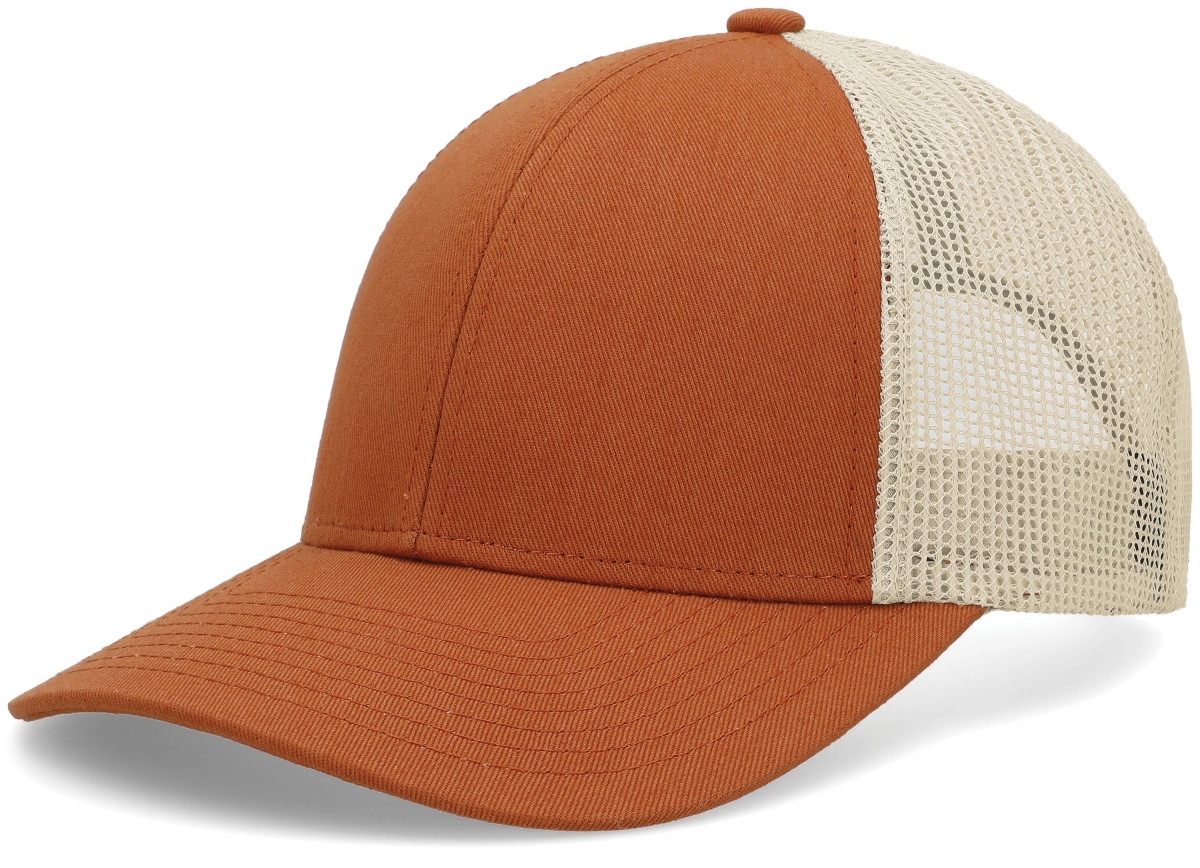 P114.36T.OS Low-Pro Trucker Cap, Rust & Beige - One Size