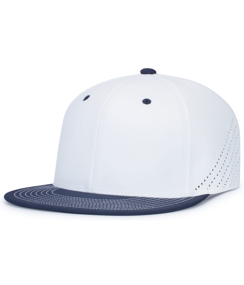 ES471.221.XS Premium Lightweight Perforated PacFlex Cap, White & Navy - Extra Small