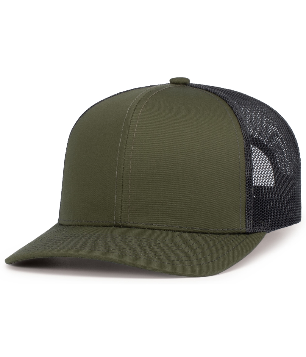 104S.89V.OS Contrast Stitch Trucker Snapback Cap, Moss & Light Charcoal - One Size