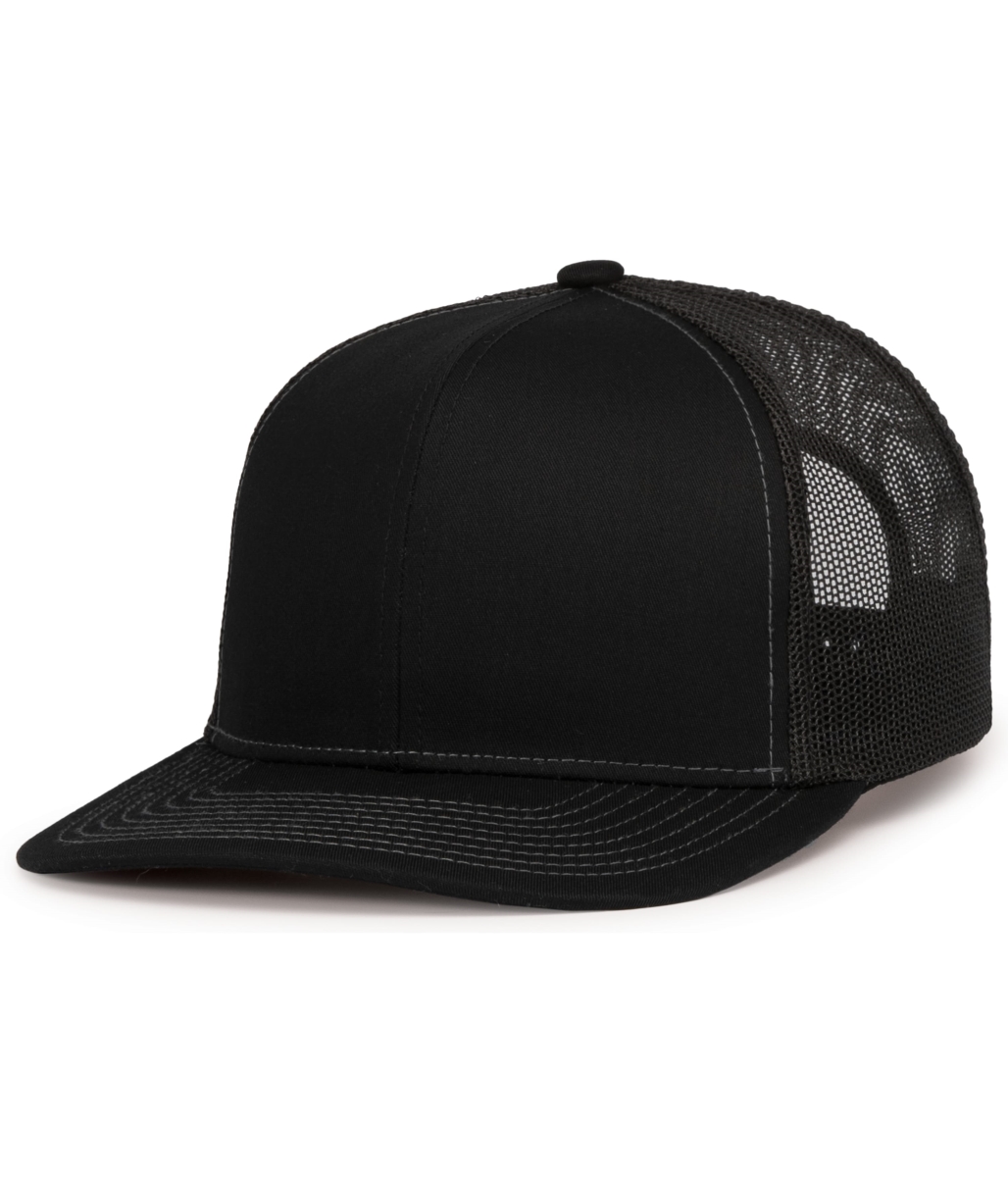 104S.R17.OS Contrast Stitch Trucker Snapback Cap, Black & Graphite - One Size