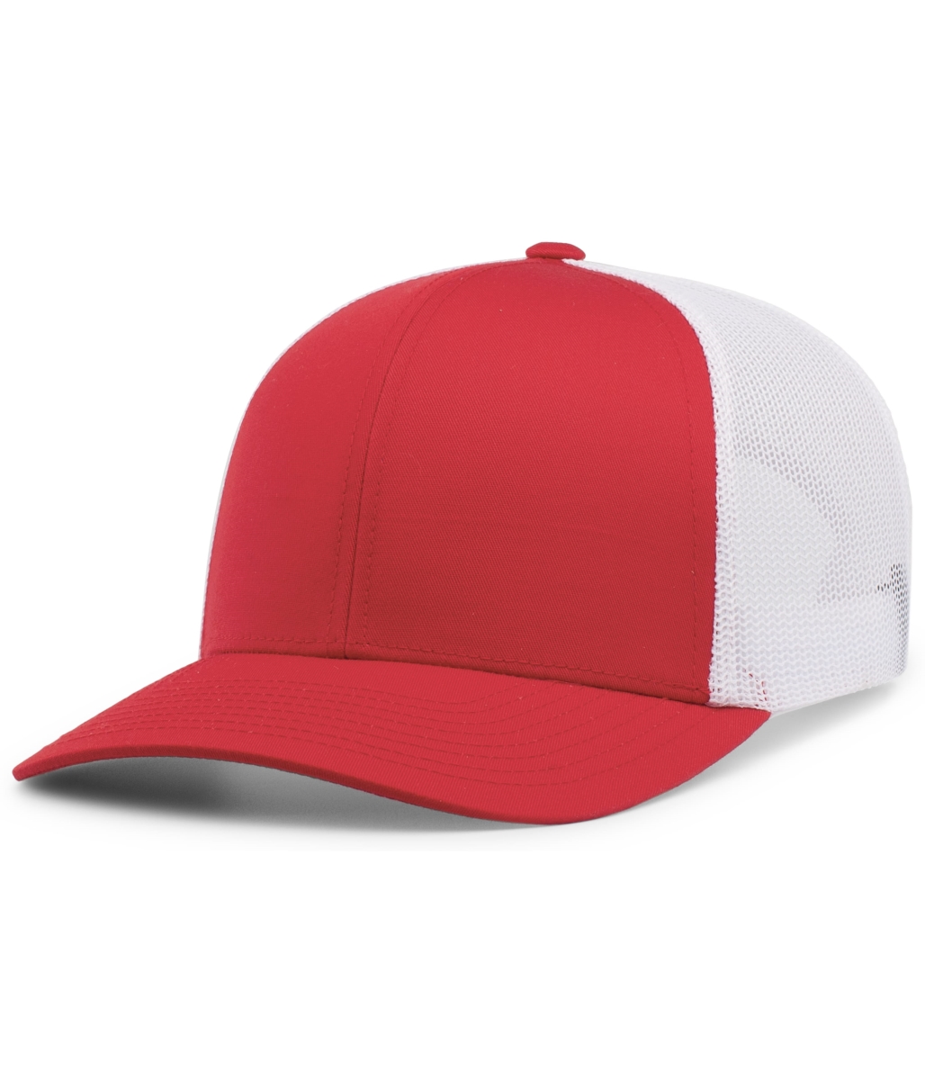 104C.125.XS Trucker Snapback Cap, Red & White - Extra Small