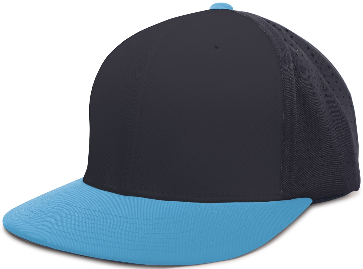 ES474.P32.S-M Perforated F3 Performance Flexfit Cap, Navy & Columbia Blue - Small & Medium