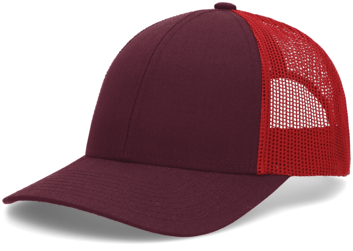 P114.31T.OS Low-Pro Trucker Cap, Maroon & Red - One Size