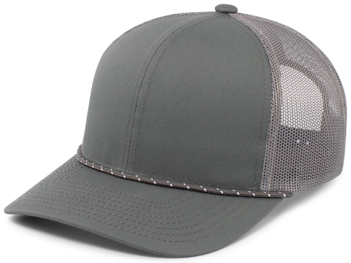 104BR.059.OS Trucker Snapback Braid Cap, Graphite - One Size