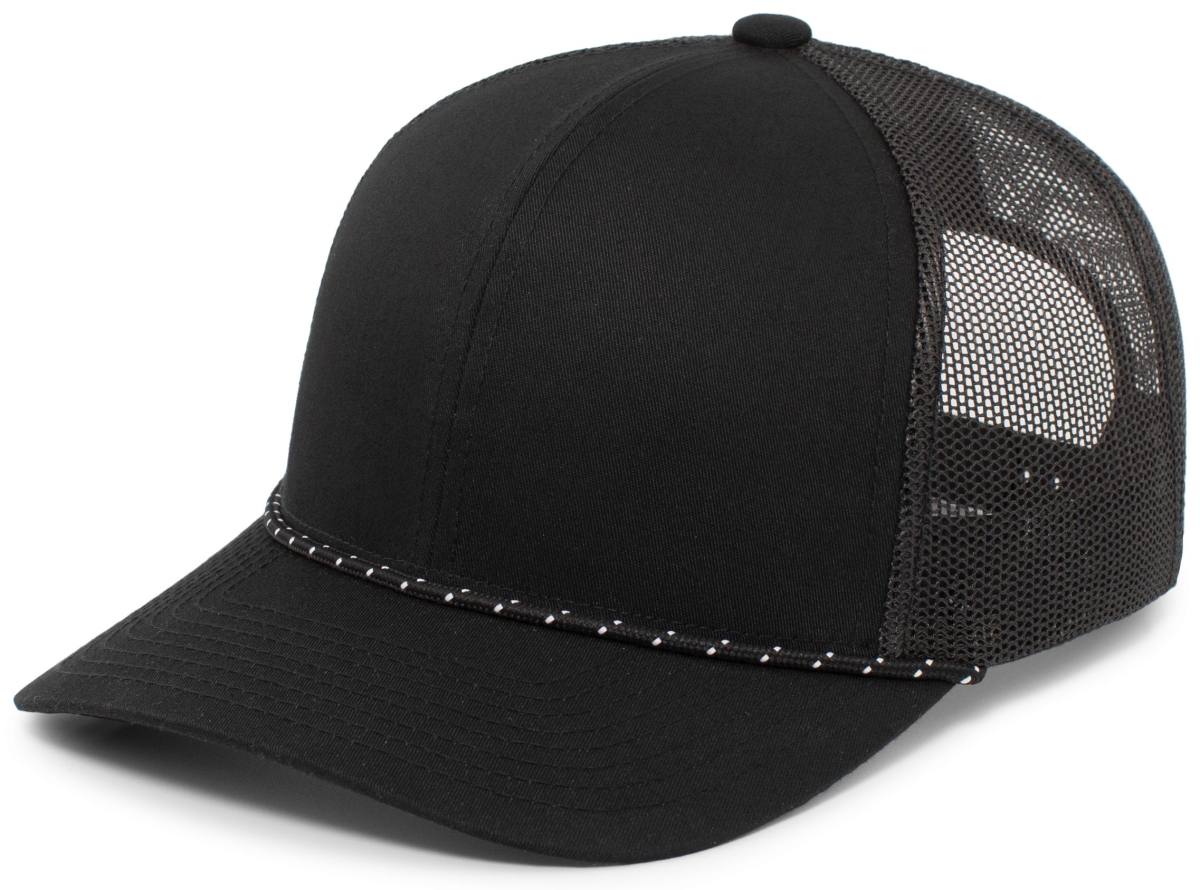 104BR.080.OS Trucker Snapback Braid Cap, Black - One Size
