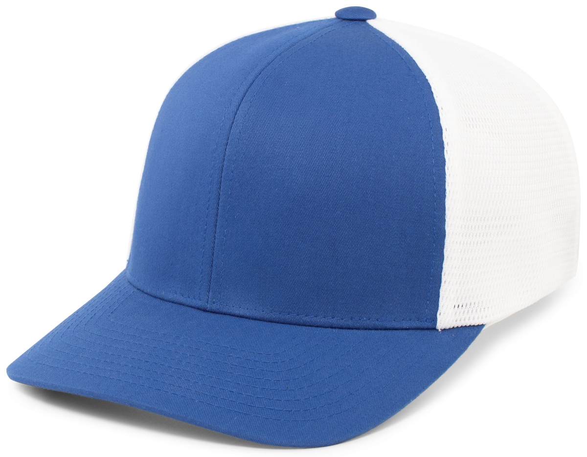 P151.126.OS Trucker PacFlex Snapback Cap, Royal & White - One Size
