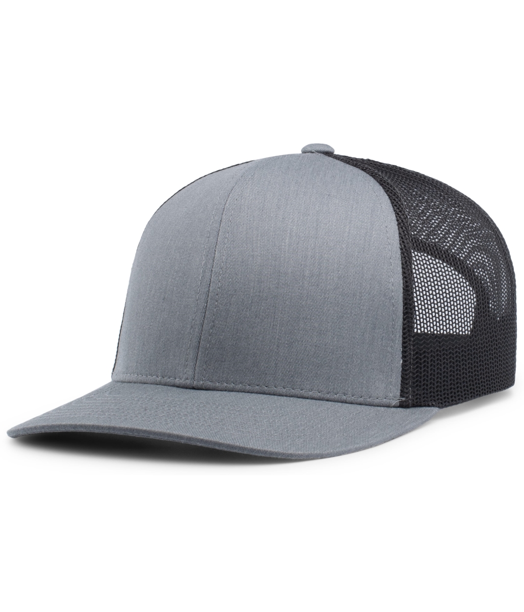 104C.31P.XS Trucker Snapback Cap, Heather Grey & Light Charcoal - Extra Small