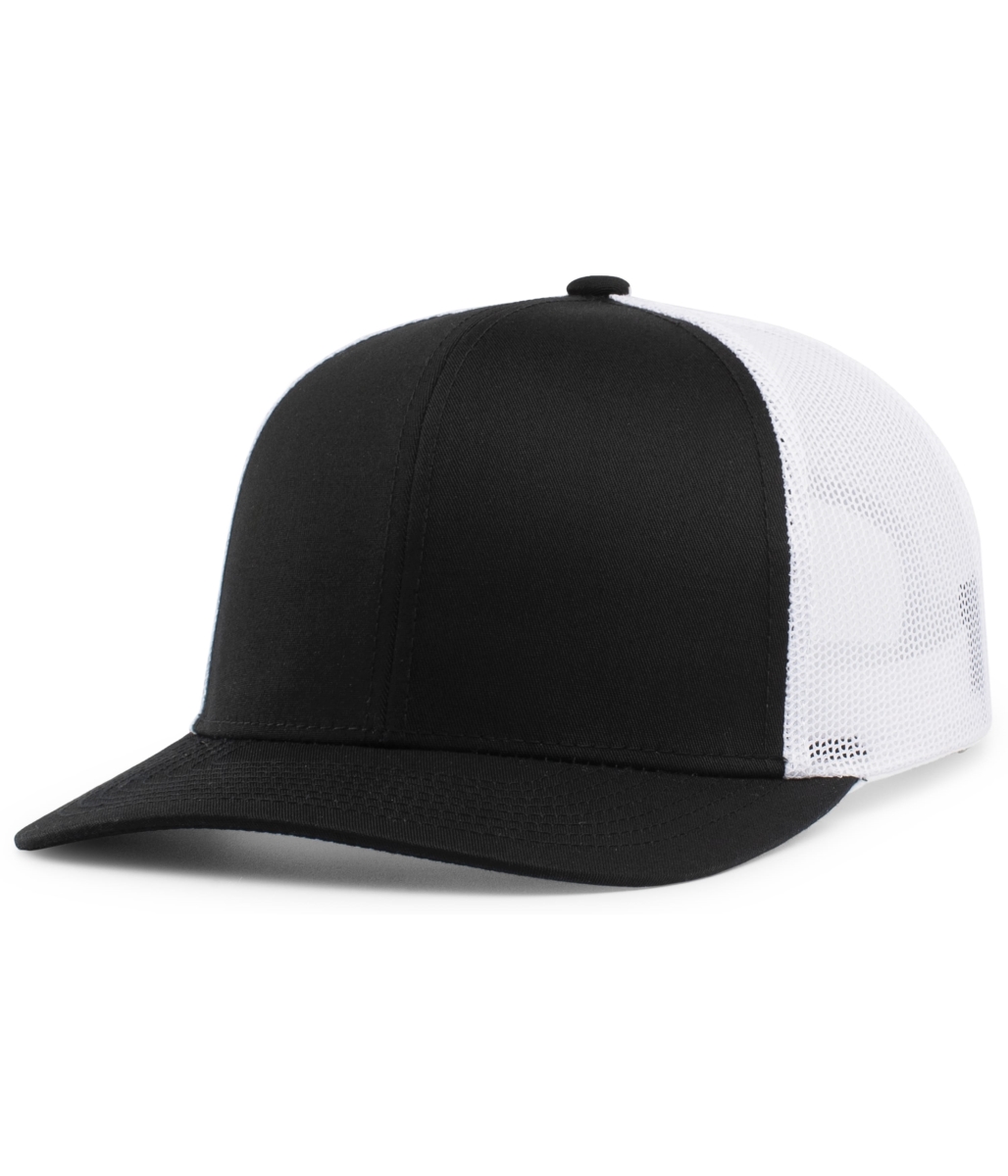104C.419.XS Trucker Snapback Cap, Black & White - Extra Small