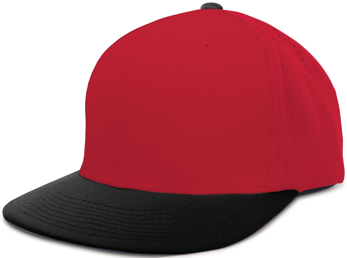ES474.407.XS Perforated F3 Performance Flexfit Cap, Red & Black - Extra Small