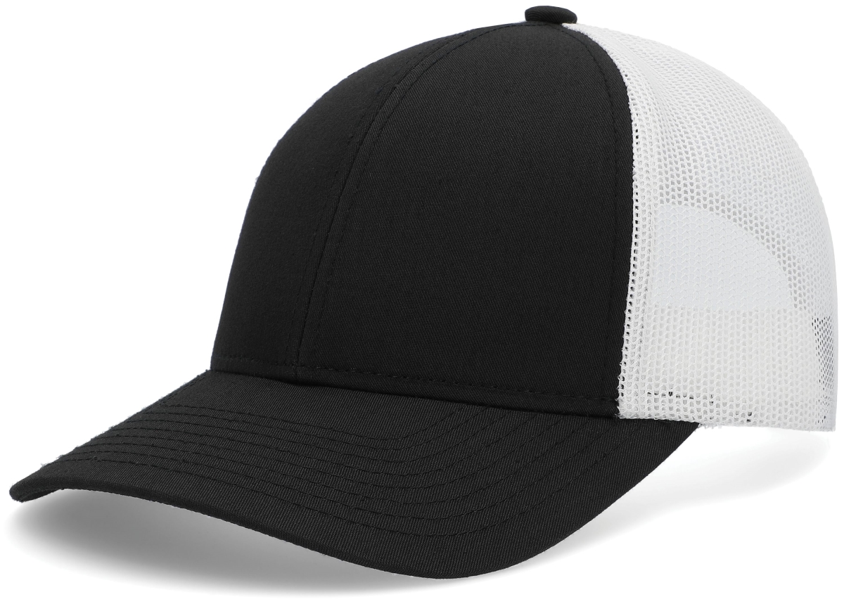 P114.419.OS Low-Pro Trucker Cap, Black & White - One Size