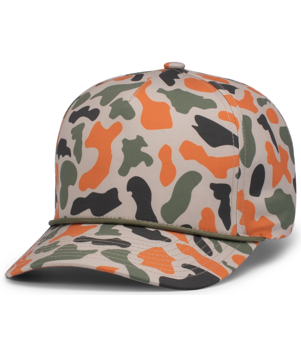 P685.432.OS Duck Camo 5-Panel Trucker Cap, Blaze Camo - One Size