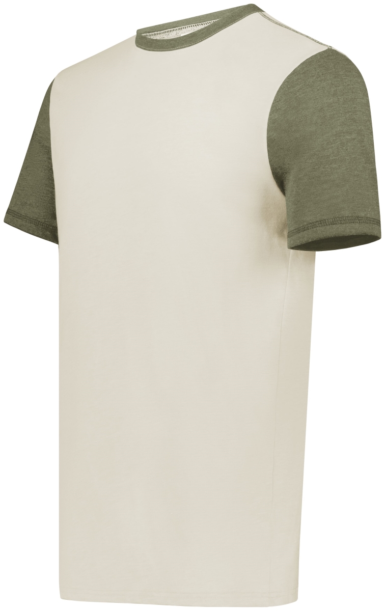 6876.43V.M Gameday Vintage Ringer T-Shirt, Birch & Olive Heather - Medium