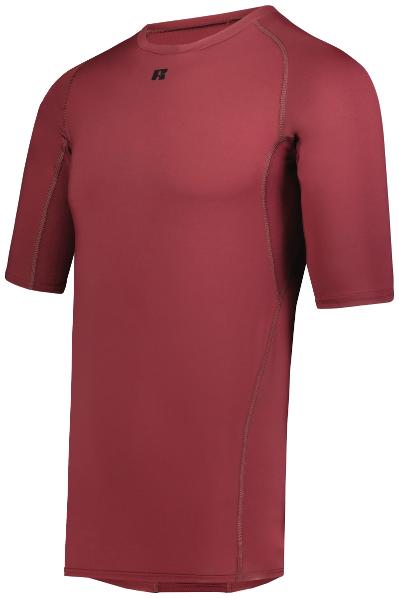 R21CPM.MAR.2XL Half Sleeve Compression T-Shirt, Maroon - 2XL