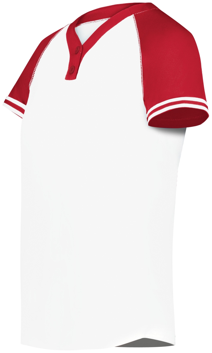 6918.235.M Girls Cutter Plus Henley Jersey, White & Scarlet - Medium
