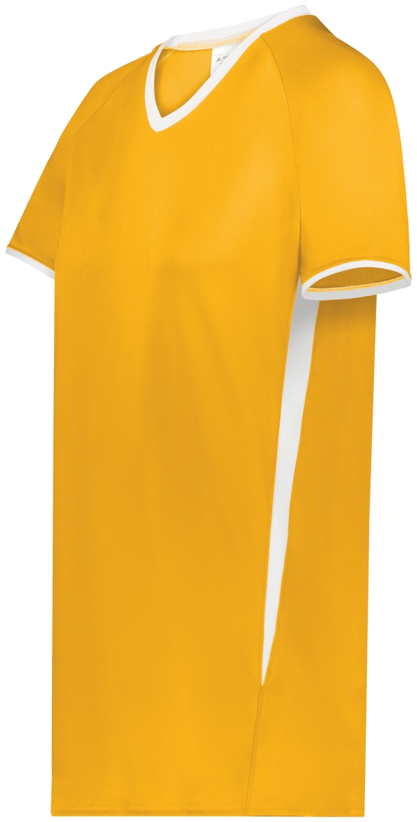 6915.245.XS Ladies Cutter Plus V-Neck Jersey, Gold & White - Extra Small
