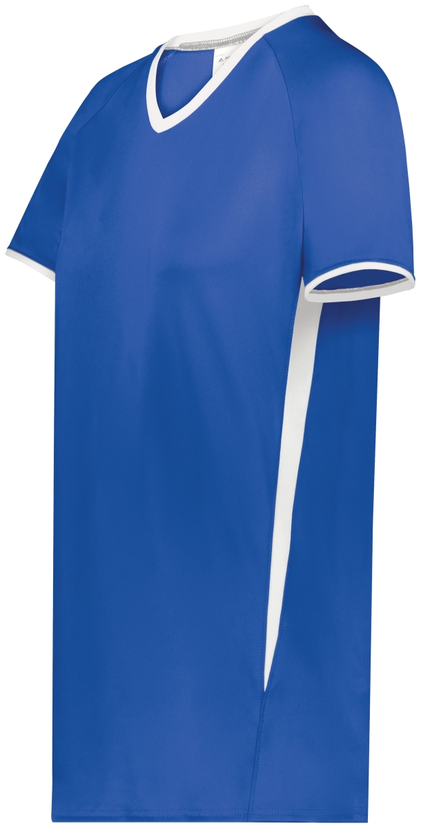 6915.280.S Ladies Cutter Plus V-Neck Jersey, Royal & White - Small