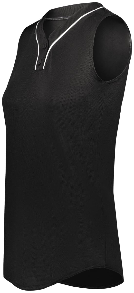 6913.420.S Ladies Cutter Plus Sleeveless Jersey, Black & White - Small