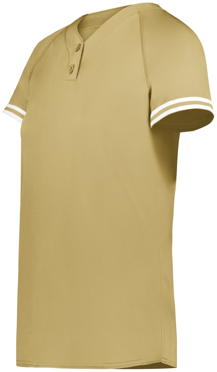 6917.250.M Ladies Cutter Plus Henley Jersey, Vegas Gold & White - Medium