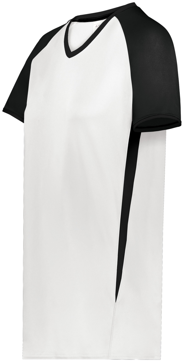 6915.226.XL Ladies Cutter Plus V-Neck Jersey, White & Black - Extra Large