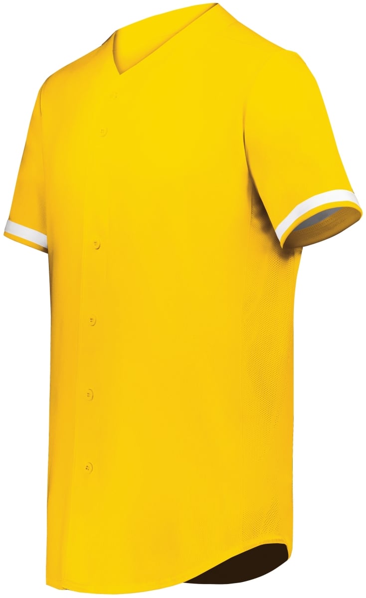 6910.245.M Youth Cutter Plus Full Button Baseball Jersey, Gold & White - Medium