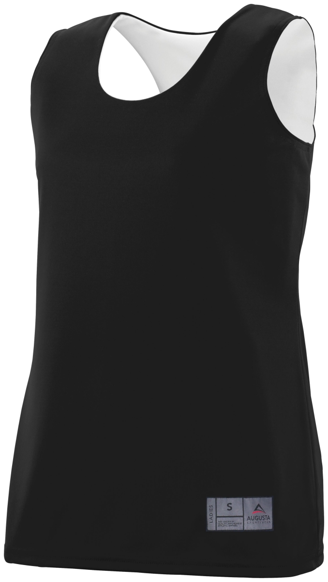 147.420.XL Ladies Reversible Wicking Tank, Black & White - Extra Large