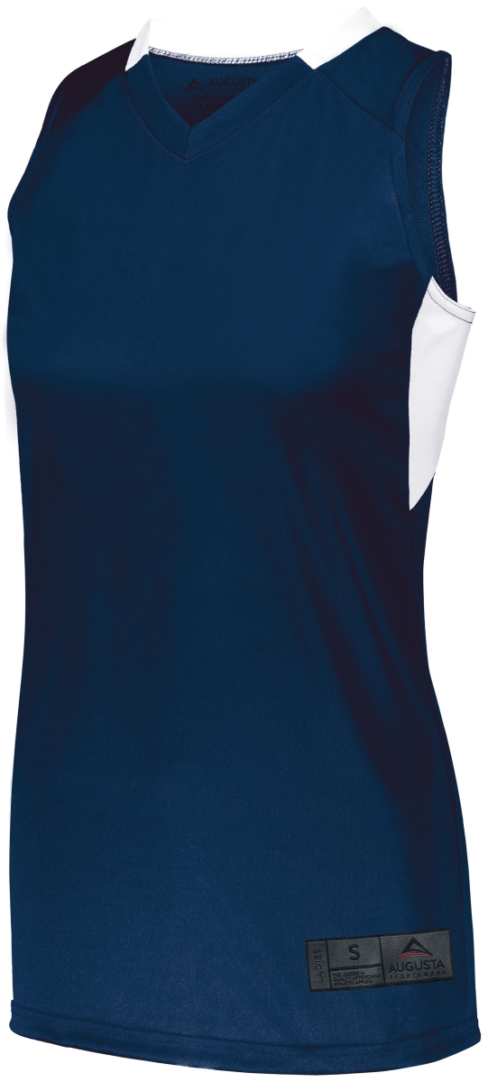 1732.301.L Ladies Step-Back Basketball Jersey, Navy & White - Large