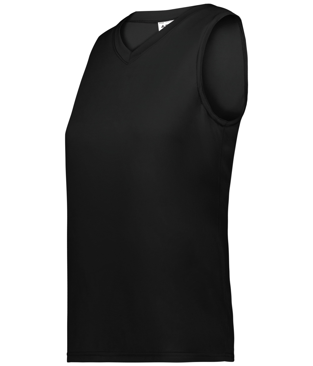 4795.080.M Girls Attain Wicking Sleeveless Jersey, Black - Medium