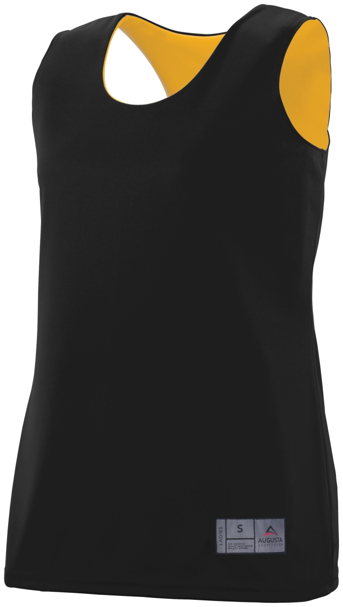 147.421.M Ladies Reversible Wicking Tank, Black & Gold - Medium