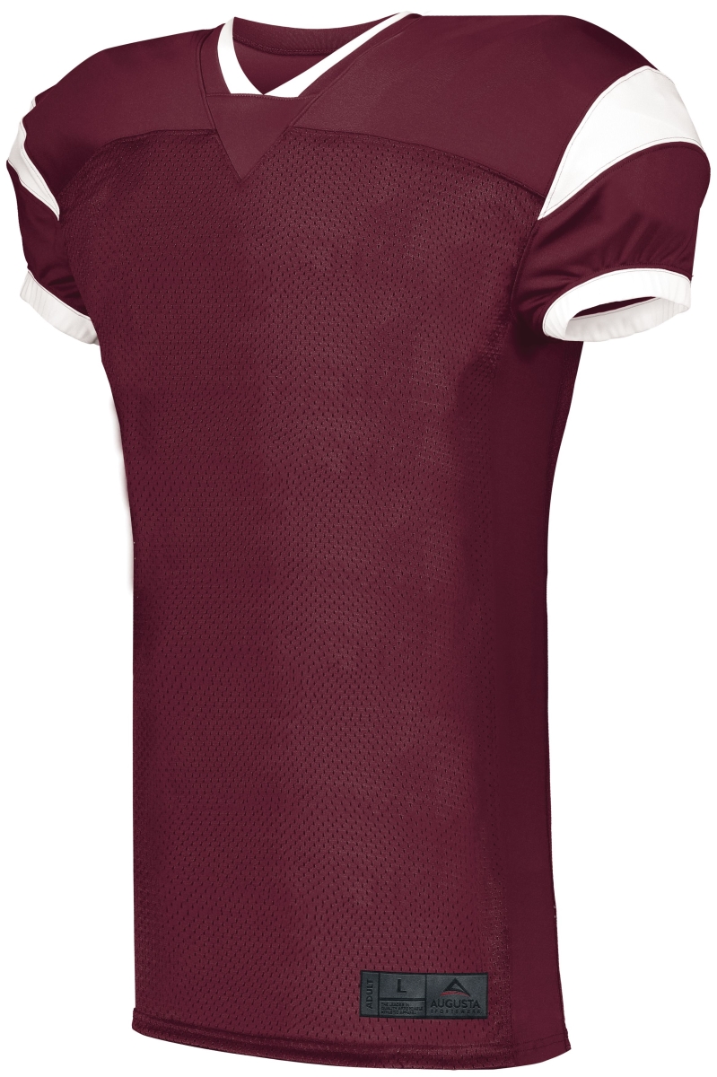 9583.380.S Youth Slant Football Jersey, Maroon & White - Small