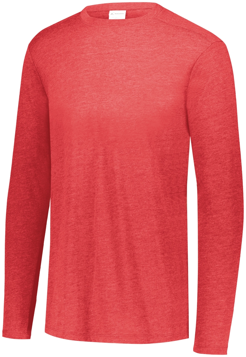 3075.V96.4XL Tri-Blend Long Sleeve T-Shirt, Red Heather - 4XL