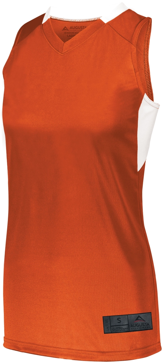 1732.320.XS Ladies Step-Back Basketball Jersey, Orange & White - Extra Small