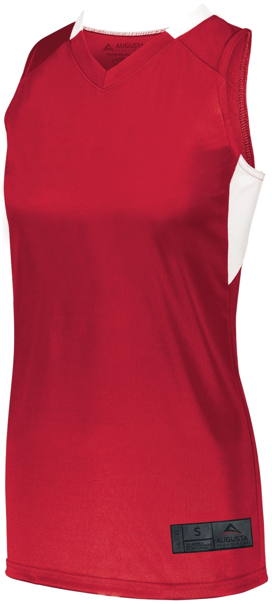 1732.400.XS Ladies Step-Back Basketball Jersey, Red & White - Extra Small