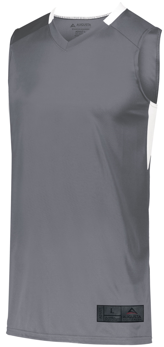 1730.R04.M Step-Back Basketball Jersey, Graphite & White - Medium