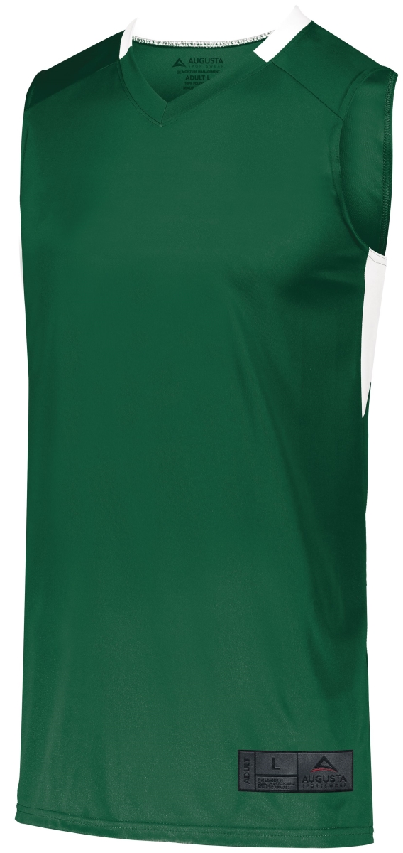 1730.438.XL Step-Back Basketball Jersey, Dark Green & White - Extra Large
