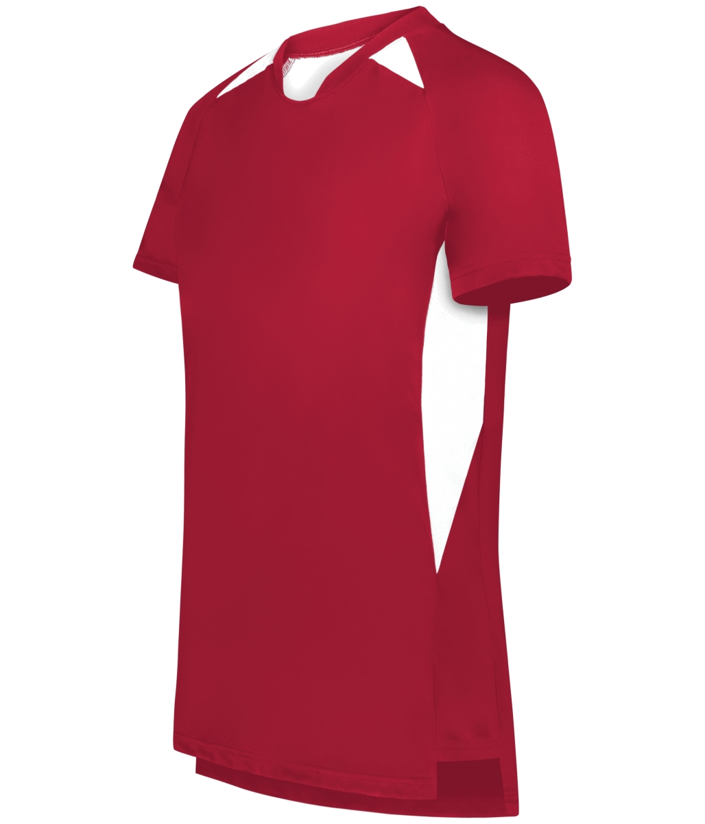 322992.408.L Ladies Hawk Evolution Soccer Jersey, Scarlet & White - Large