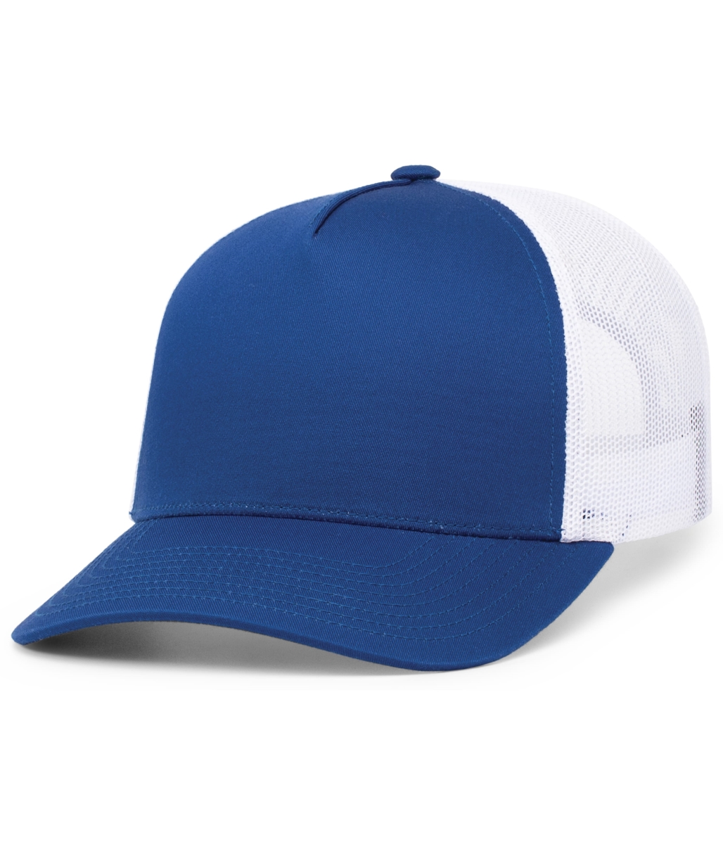 105C.126.OS 5-Panel Trucker Snapback Cap, Royal & White - One Size